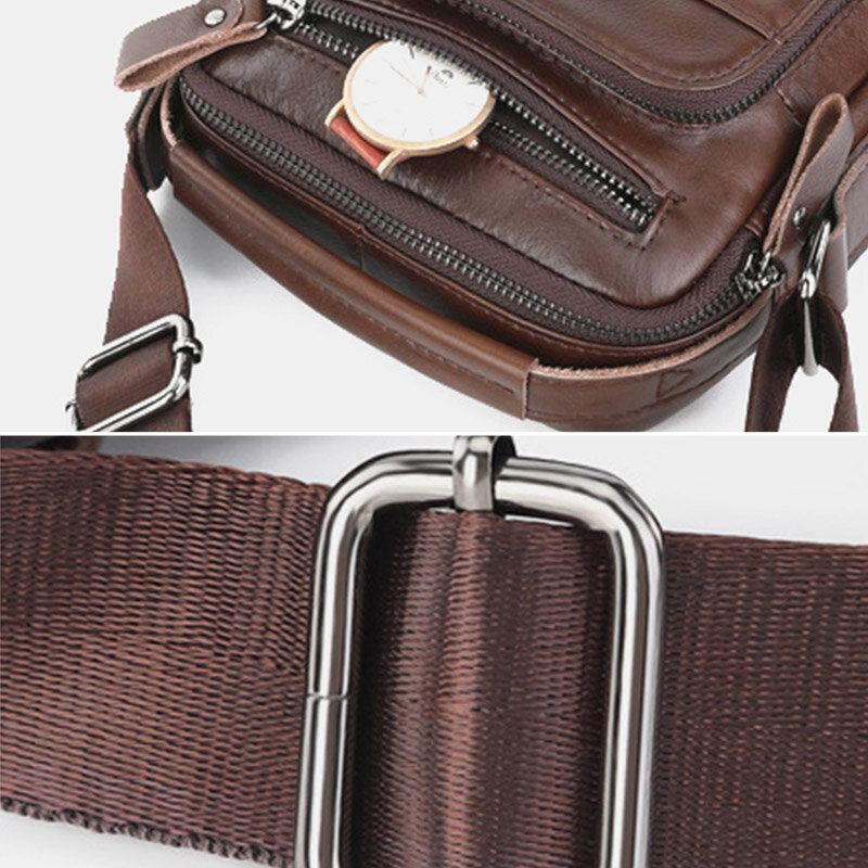 Ekphero Miesten Geniune Nahka Vintage Pehmustettu Kantokahva Viistot Laukku Olkahihna Crossbody Laukku