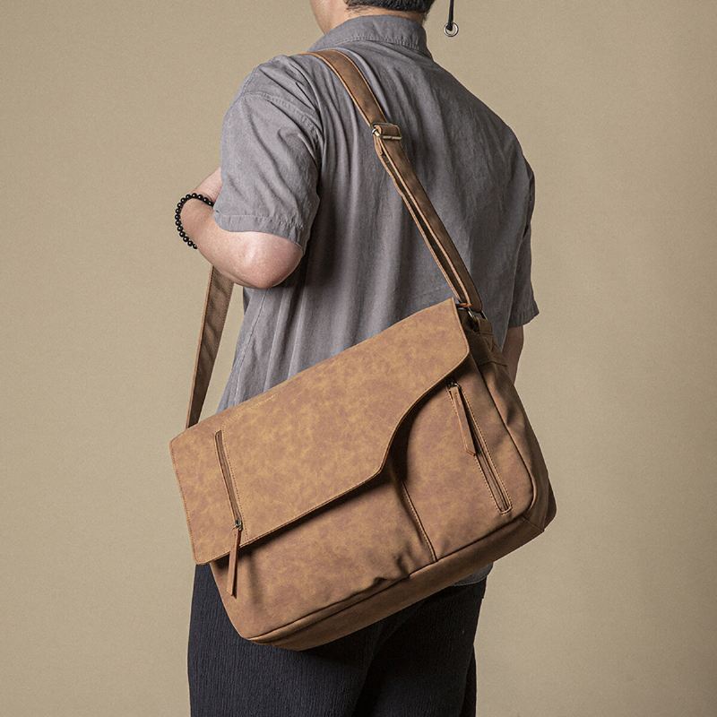 Ekphero Miesten Monitoiminen Vintage Monitaskuinen Monipuolinen Rento Crossbody Laukku Olkalaukku