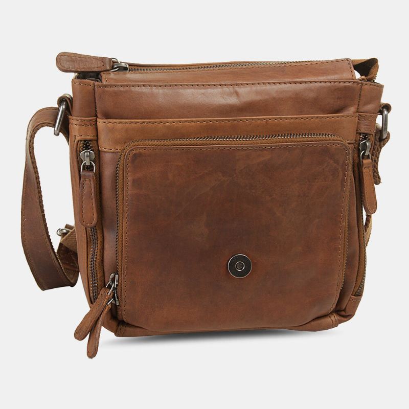 Ekphero Miesten Vedenpitävä Monikerroksinen Vetoketjullinen Crossbody Laukku Keinonahka Pehmeä Messenger Bag Varkaudenesto Sling Bag