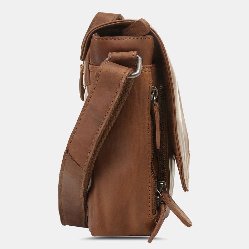 Ekphero Miesten Vedenpitävä Monikerroksinen Vetoketjullinen Crossbody Laukku Keinonahka Pehmeä Messenger Bag Varkaudenesto Sling Bag