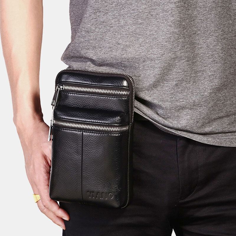 Miesten Aidosta Nahasta Valmistettu Vyölaukku Rento Crossbody Bag Olkalaukku