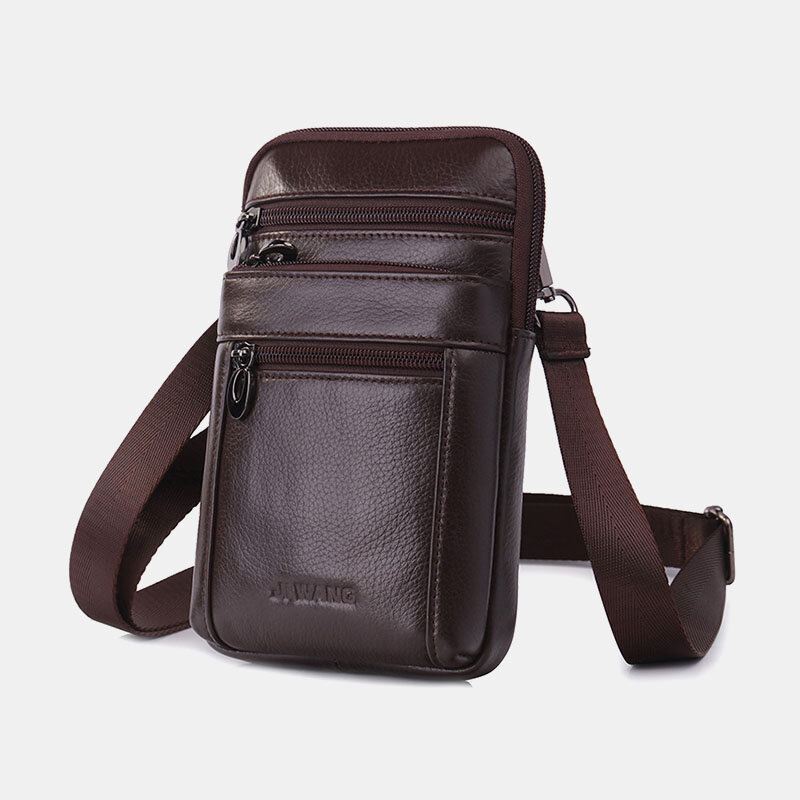 Miesten Aito Nahka 7 Tuuman Puhelinlaukku Vyölaukku Vyökassi Olkalaukku Crossbody Bag