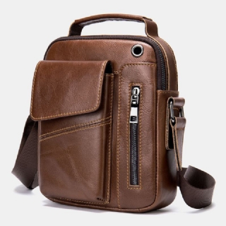 Miesten Aito Nahka Monitaskuiset Kuulokeaukko Vintage Vedenpitävät Crossbody Laukut Olkalaukut