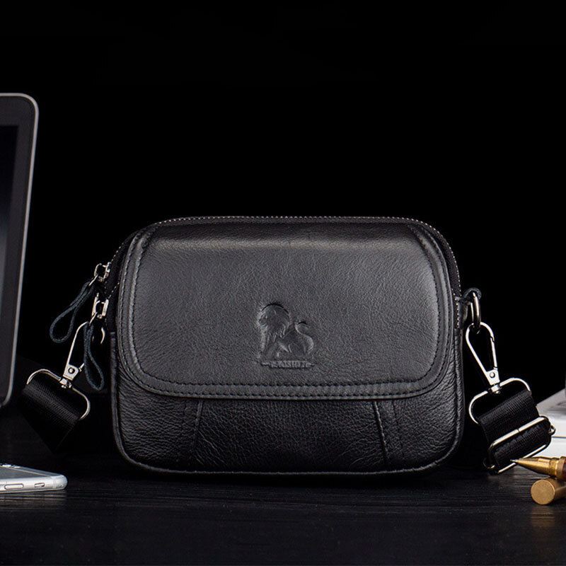 Miesten Aito Nahka Retro 7.5 Tuuman Puhelinlaukku Cross Body Bag Vyötärölaukku Vyölenkillä