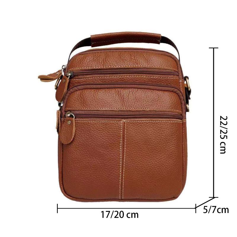 Miesten Aito Nahka Vintage Suuri Tilavuus Crossbody Laukku Kovaan Käyttöön Muodikas Vetoketjullinen Olkalaukku