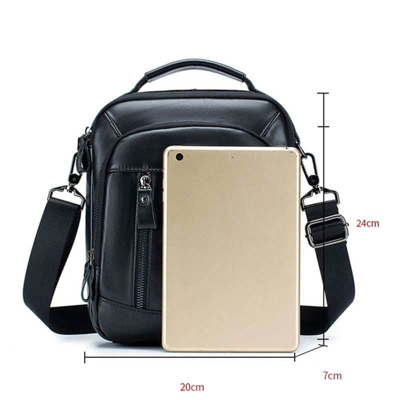 Miesten Aito Nahkainen Vintage Kestävä Crossbody-laukku Suuri Vetoketjullinen Muotoilu Monitoiminen Nahkalaukku