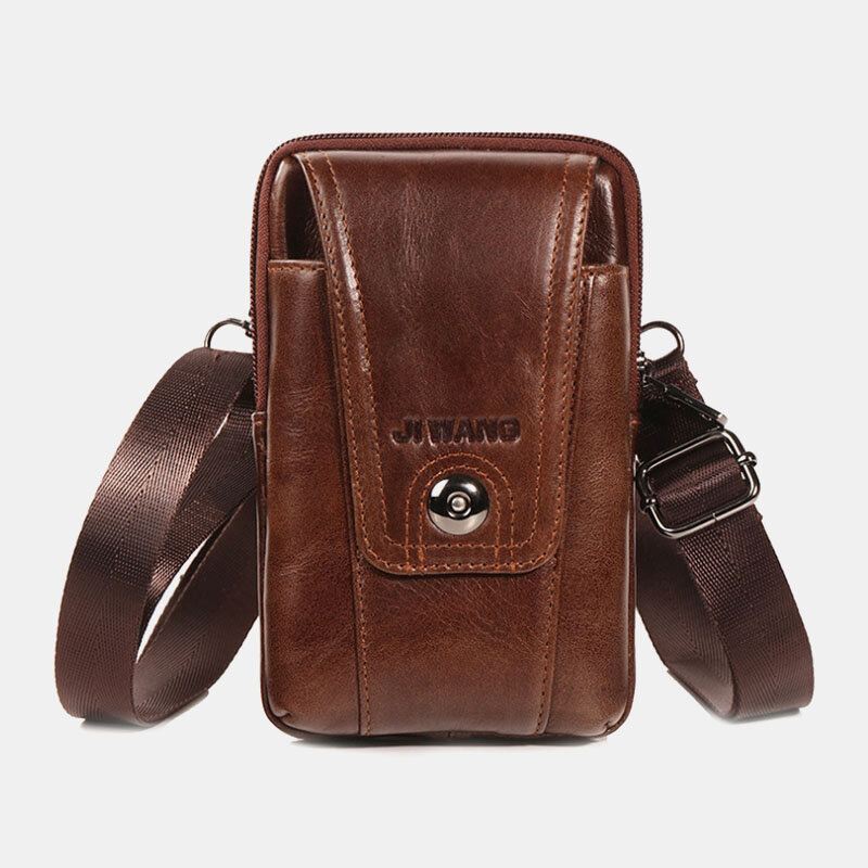 Miesten Aito Nahkavyö Puhelinlaukku Rento Crossbody Laukku Olkalaukku