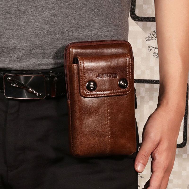 Miesten Aito Nahkavyö Puhelinlaukku Rento Crossbody Laukku Olkalaukku