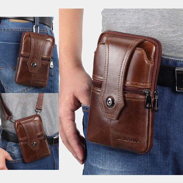 Miesten Aito Nahkavyö Puhelinlaukku Rento Crossbody Laukku Olkalaukku
