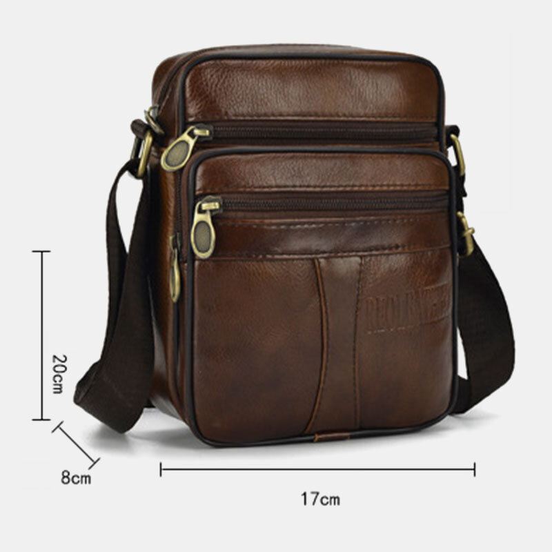 Miesten Aitoa Nahkaa Business Rento Yksivärinen Nahkainen Olkalaukku Crossbody-laukku