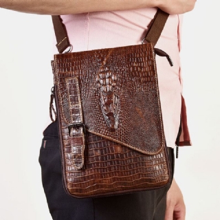Miesten Aitoa Nahkaa Kulutusta Kestävä Krokotiilirakenne Rento Crossbody Laukku Olkalaukku