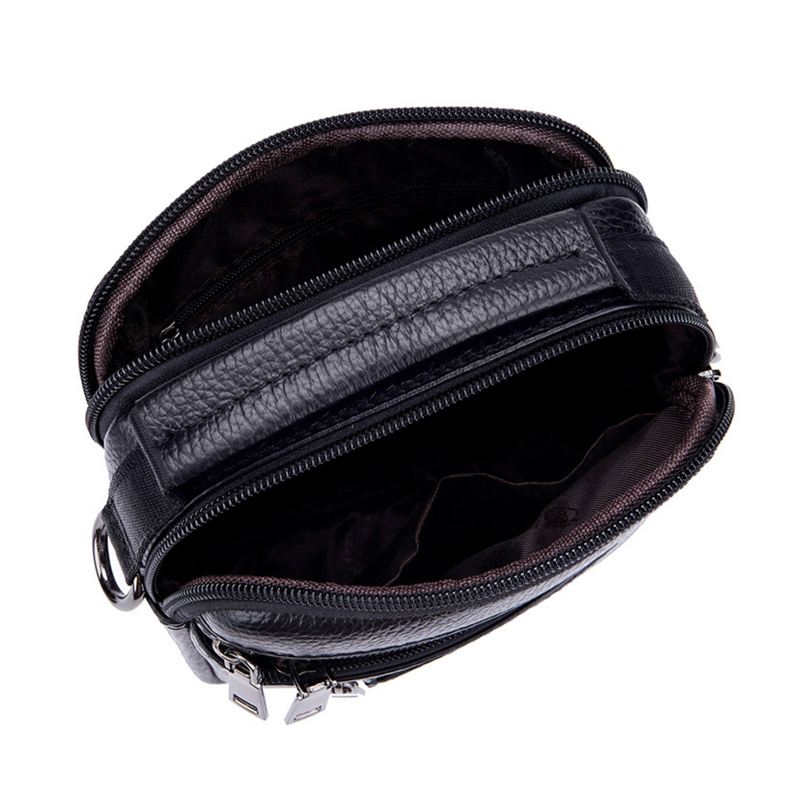 Miesten Aitoa Nahkaa Oleva Vintage Yksivärinen Crossbody-laukku Suurikapasiteettinen Kestävä Olkalaukku