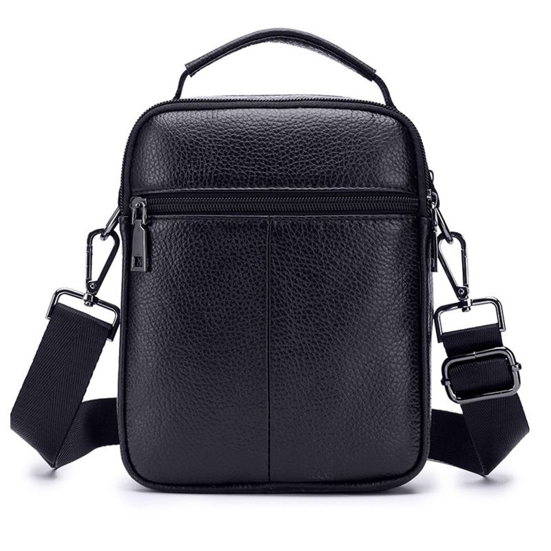 Miesten Aitoa Nahkaa Oleva Vintage Yksivärinen Crossbody-laukku Suurikapasiteettinen Kestävä Olkalaukku