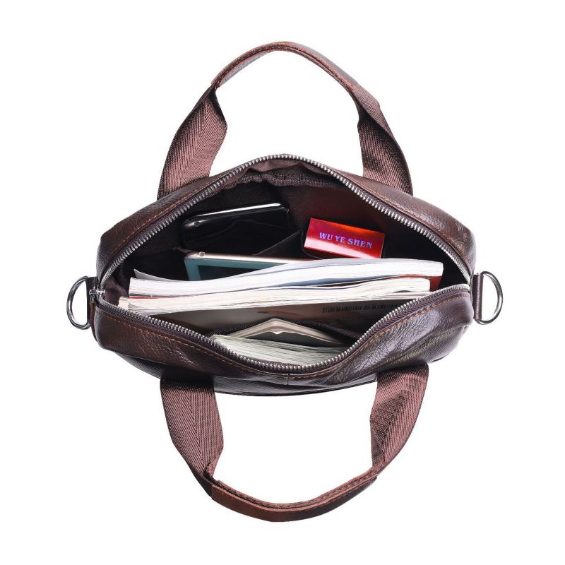 Miesten Aitoa Nahkaa Suuri Tilavuus Crossbody Laukku Vintage Business Solid Salkku Olkalaukku Olkalaukku
