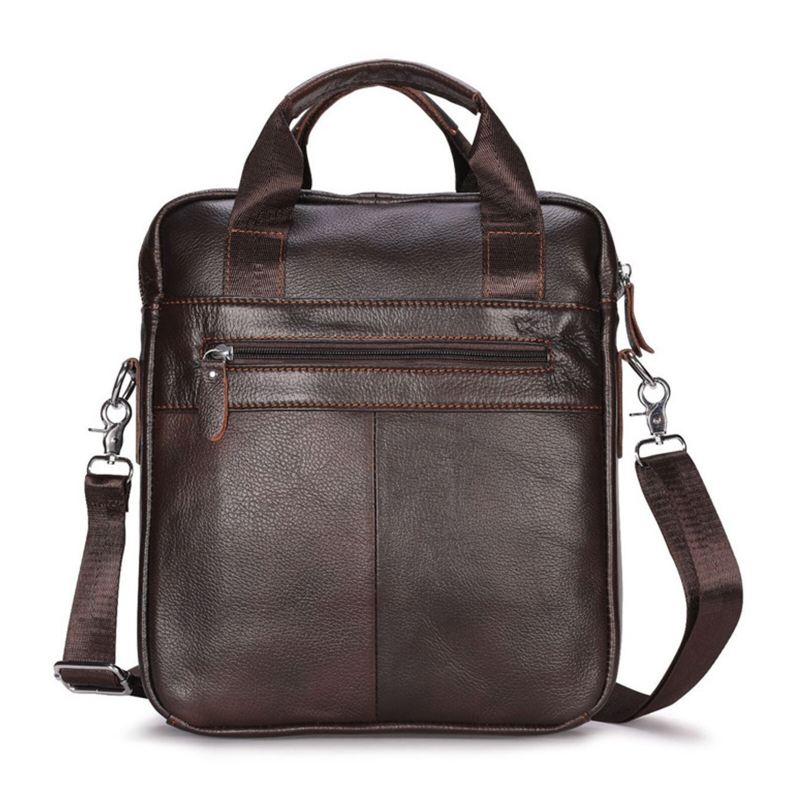 Miesten Aitoa Nahkaa Suuri Tilavuus Crossbody Laukku Vintage Business Solid Salkku Olkalaukku Olkalaukku
