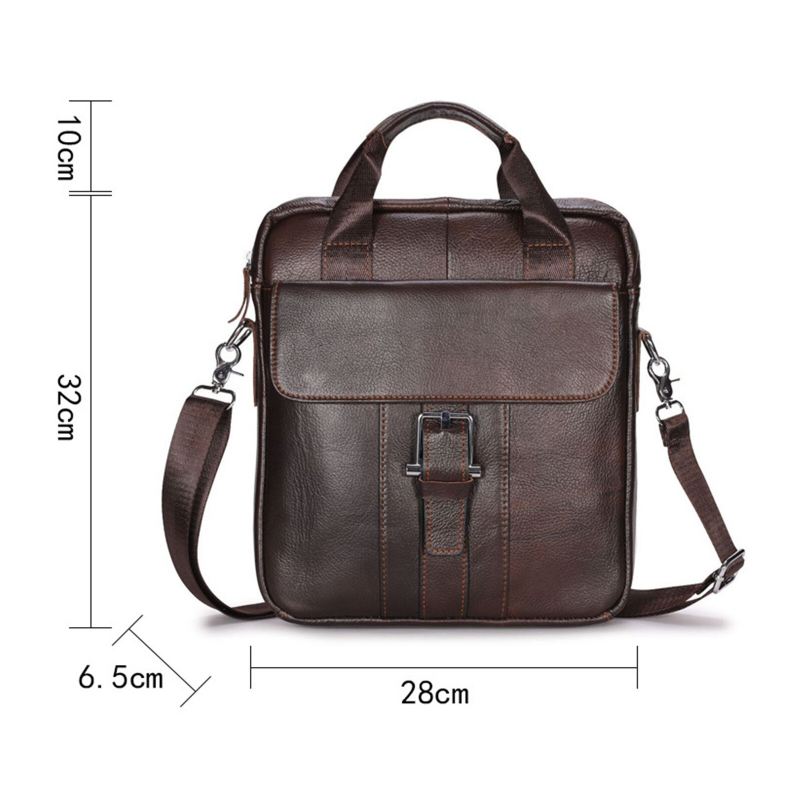Miesten Aitoa Nahkaa Suuri Tilavuus Crossbody Laukku Vintage Business Solid Salkku Olkalaukku Olkalaukku