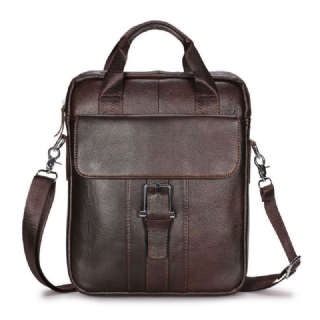Miesten Aitoa Nahkaa Suuri Tilavuus Crossbody Laukku Vintage Business Solid Salkku Olkalaukku Olkalaukku