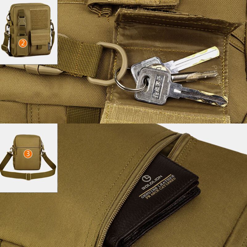 Miesten Camo Pattern-monitoiminen Suuri Kapasiteetti Ulkomatka-taktinen Laukku Crossbody Laukku Olkalaukku Neliömäinen Laukku