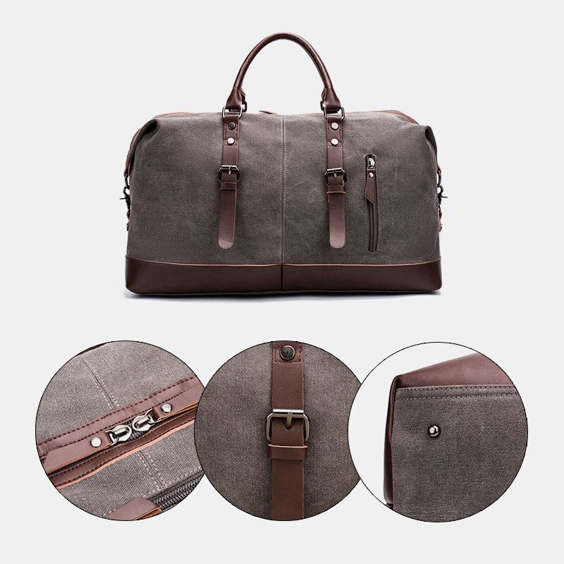 Miesten Canvas Pu Nahka Suuri Tilavuus Monitaskuinen Käsilaukku Olkalaukku Matkalaukku Duffle Bag Crossbody Bag