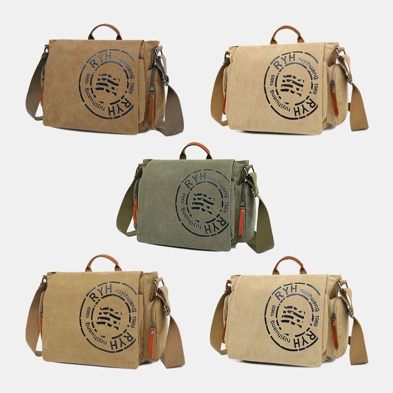 Miesten Kangas Monilokeroinen Monitaskuinen Rento Olkalaukku Messenger Bag Crossbody Laukut Käsilaukku