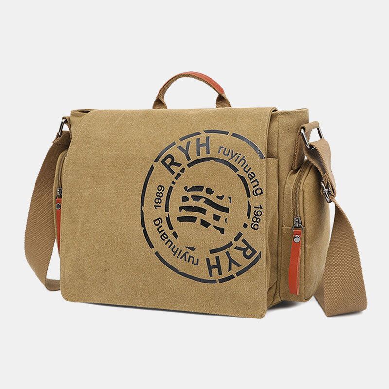 Miesten Kangas Monilokeroinen Monitaskuinen Rento Olkalaukku Messenger Bag Crossbody Laukut Käsilaukku