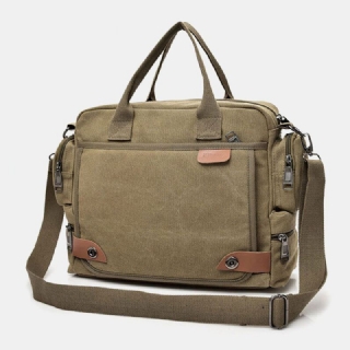 Miesten Kangas Suuri Kapasiteetti Monitaskuinen Rento 13.3 Tuuman Kannettavan Tietokoneen Laukku Crossbody Laukut Olkalaukun Salkku