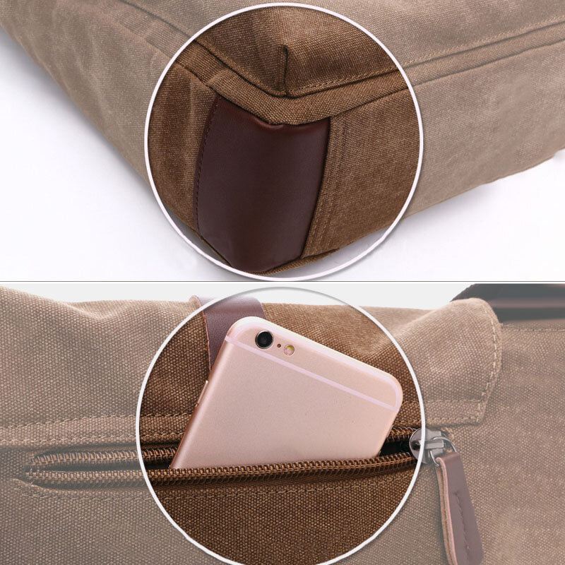 Miesten Kangas Takaosa Varkaudenesto Vetoketjutasku Crossbody Laukut Rento Iso 6.3 Tuuman Puhelinlaukku Olkalaukku
