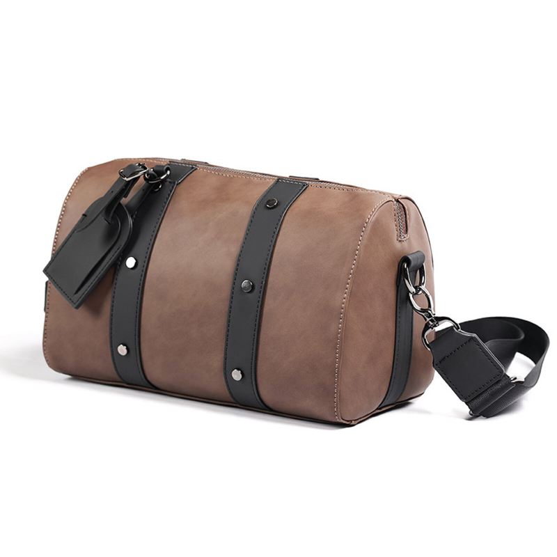 Miesten Keinonahka Suuri Kapasiteetti Väri-sovitus Crossbody Laukku Patchwork Sylinteri Olkalaukku Olkalaukku