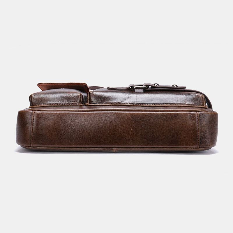 Miesten Öljyvaha Nahka Suuri Tilavuus Vedenpitävä Messenger Bag Salkku Monitaskuinen Lehmännahkas Crossbody Laukut Olkalaukku