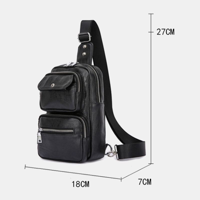 Miesten Pu Nahka Monitaskuinen Suuri Kapasiteetti Vintage Crossbody Bag Rintalaukku Sling Bag