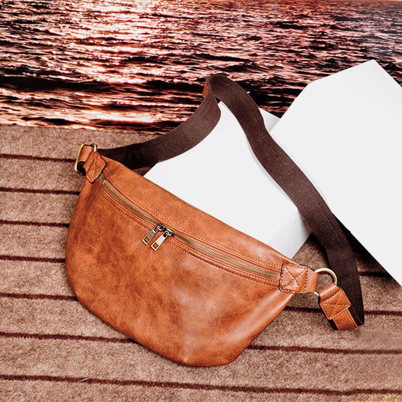 Miesten Suuri Tilavuus Vedenpitävä Crossbody Laukku Pu-nahkainen Varkaudenesto Rento Vyötärölaukku Rintalaukku Olkalaukku