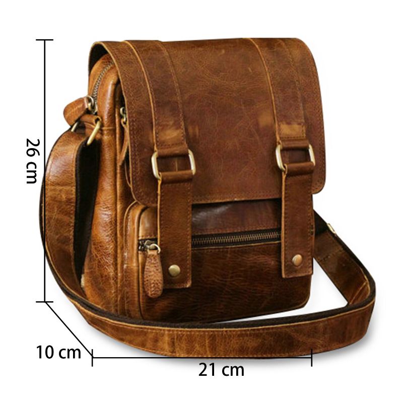 Miesten Tekonahka Vintage-kansi Tikkaus Design Crossbody Bag Daily Business Retro Olkalaukku