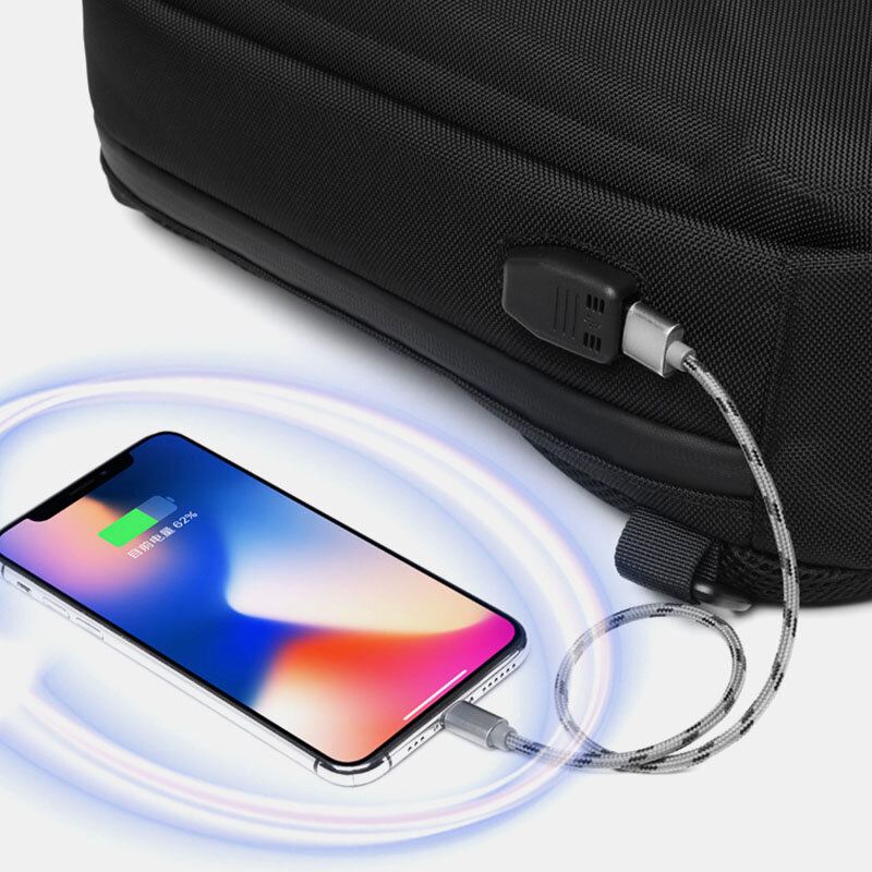 Miesten Usb-lataus Monitaskuinen Varkaudenesto Vedenpitävä Ulkokäyttöinen Crossbody-laukku Rintalaukku Laukku