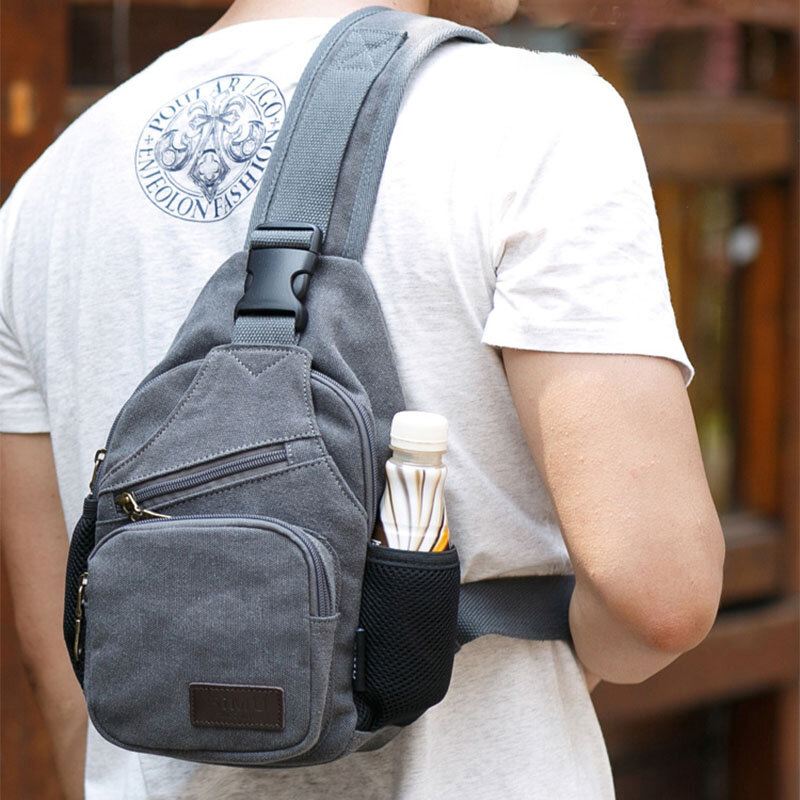 Miesten Vintage Canvas Olkalaukku Crossbody Laukku Rintalaukku