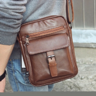 Miesten Vintage Monitoimi Monitaskuinen Vedenpitävä Tekonahka Crossbody Laukku Olkalaukku