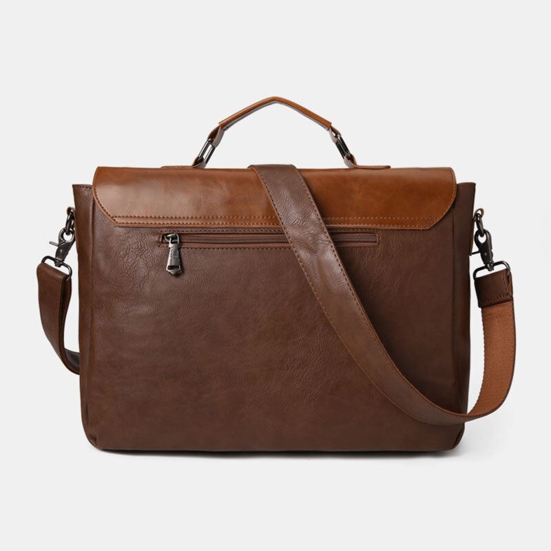 Miesten Vintage Monitoiminen Kaksinkertainen Etutasku Opettajan Laukku Salkku 14 Tuuman Kannettavan Tietokoneen Laukku Crossbody Olkalaukku