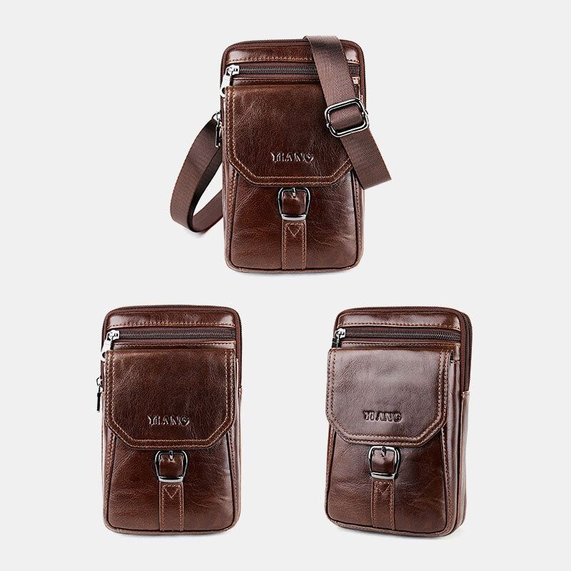 Miesten Vintage Olkalaukku Crossbody Laukku Vyötärölaukku Puhelinlaukku