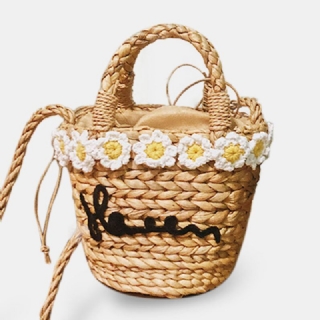Naiset Matkustavat Daisy Beach Weave Straw Crossbody Laukku Ämpärilaukku