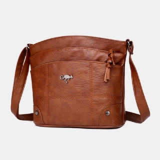 Naiset Pu Nahka Suuri Kapasiteetti Retro 6.3 Tuuman Monitaskuinen Puhelinlaukku Pehmeä Crossbody Laukut Olkalaukku