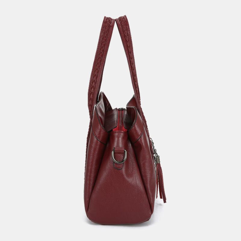 Naiset Useita Taskuja Useita Lokeroita Tupsu Crossbody Bag Retro Suuri Tilavuus Kangas Olkalaukku Käsilaukku