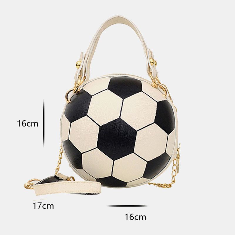 Naisten Ainutlaatuinen Muotoilu Koripallo Jalkapallo Look Mini Pyöreä Laukku Hangbag Muoti Säädettävä Olkalaukku Cross Body Bag
