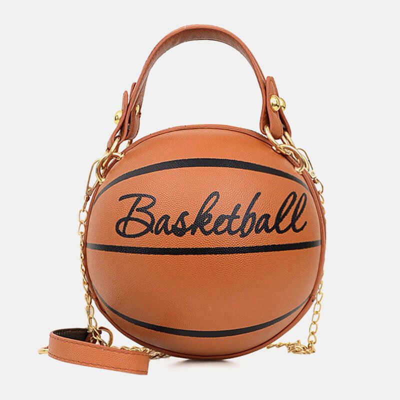 Naisten Ainutlaatuinen Muotoilu Koripallo Jalkapallo Look Mini Pyöreä Laukku Hangbag Muoti Säädettävä Olkalaukku Cross Body Bag