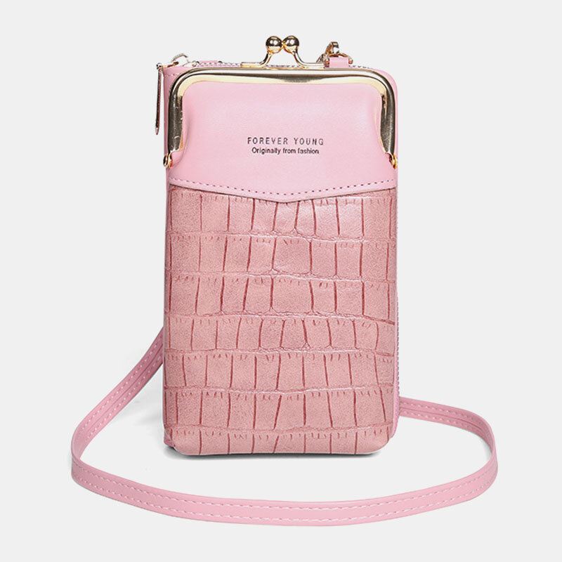 Naisten Alligaattorikuvioinen Kohokuvioitu Pystysuuntainen Suuri Vetoketjullinen Lompakko Kannettava 6.5 Tuuman Puhelinlaukku Olkalaukku Crossbody-laukku