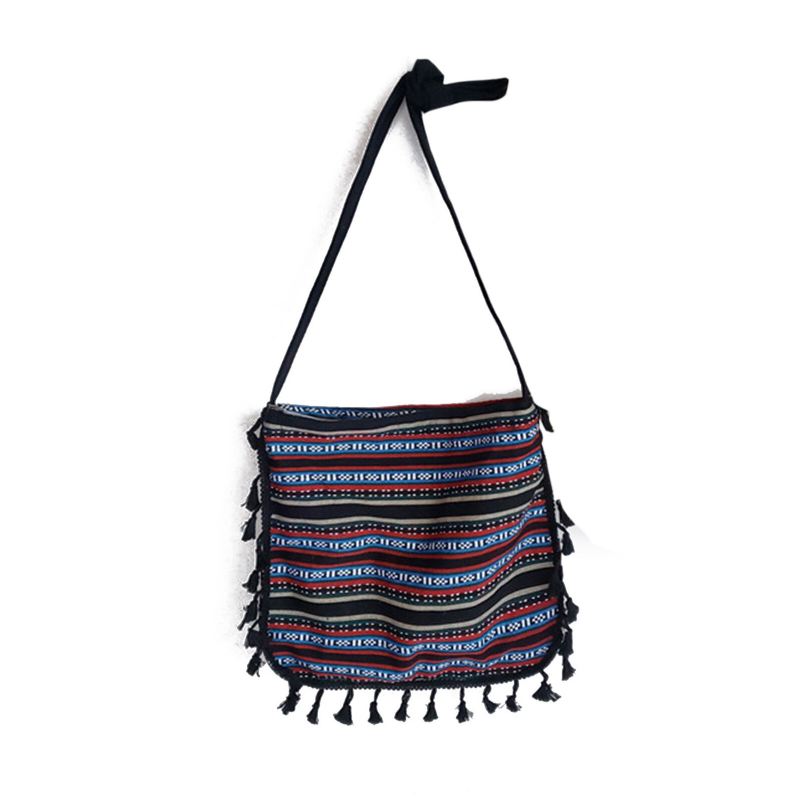 Naisten Dacron Bohemian Etninen Kuvio Tupsu Design Crossbody Laukku Suuri Tilavuus Säätämättömät Hihnat Olkalaukku