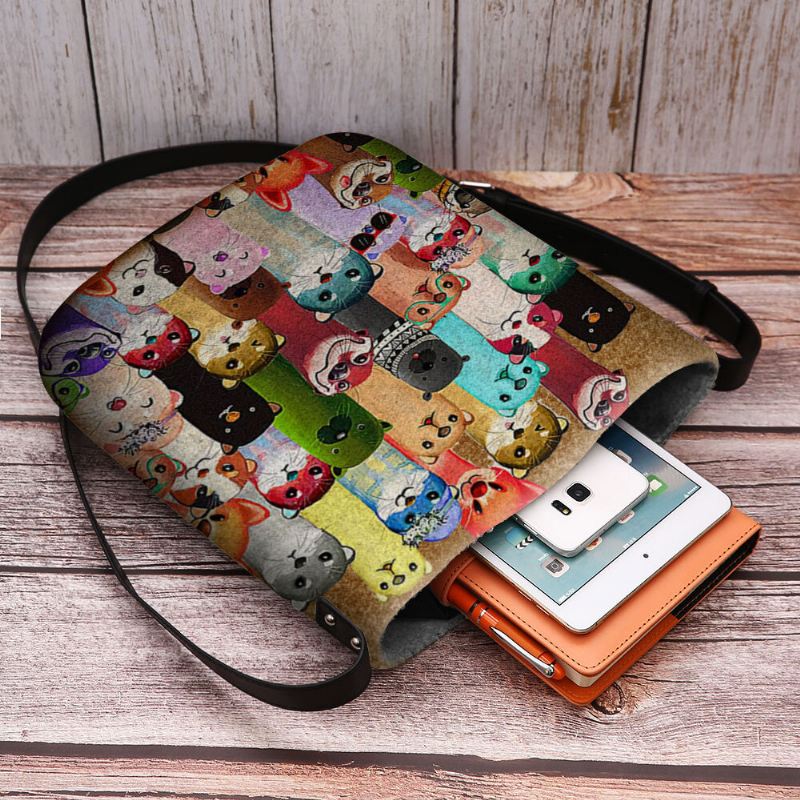 Naisten Huopa Söpö Sarjakuva Värikäs Myyräkuvio Multi-carry Crossbody Laukku Olkalaukku