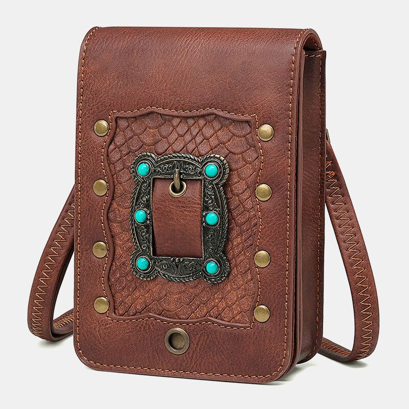 Naisten Irrotettava Olkahihna Hardware Niitti Decor Käärmekuvioinen Läppä Magneettinen Lukko Design Crossbody Laukku Vyötärölaukku