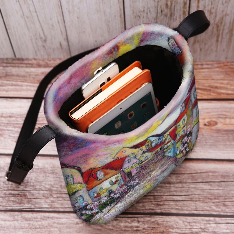 Naisten Kangas Casual Sarjakuvakuvioinen Säädettävä Hihna Crossbody Laukku Suuri Tilavuus Olkalaukku