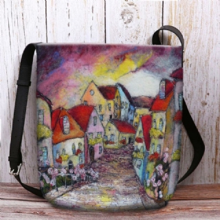 Naisten Kangas Casual Sarjakuvakuvioinen Säädettävä Hihna Crossbody Laukku Suuri Tilavuus Olkalaukku