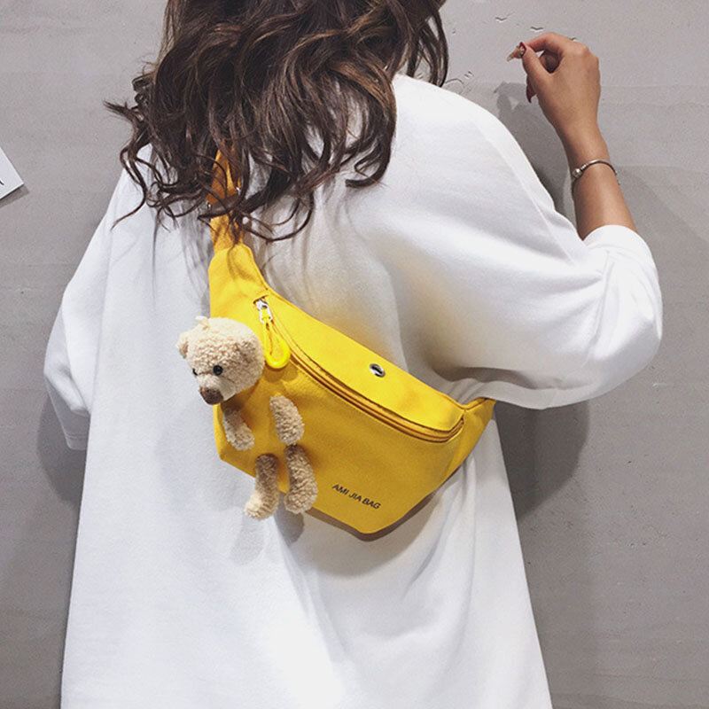 Naisten Karhunukke Kiinteä Kuuloke Söpö Crossbody Laukku Rintalaukku Sling Bag