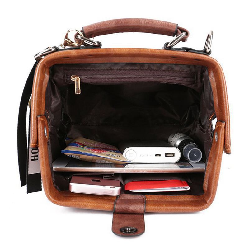 Naisten Keinonahkainen Vintage Suuri Tilavuus Crossbody Laukku Muunnettavissa Hihna Retro Käsilaukku